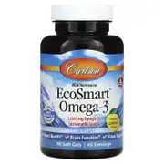 Carlson, Wild Norwegian EcoSmart Omega-3, Natural Lemon, 90 Soft Gels