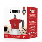 NEW 2 CUP BIALETTI MOKA INDUCTION RED Espresso Coffee Maker Percolator Stove Top