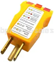 ELECTRICAL OUTLET RECEPTACLE TESTER FAULTY WIRE FINDER COLOR CODED WALL PLUG
