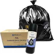 Garbage Bags 72L Carton of 24 Rolls, 10 bags per Roll - Black Rubbish Bin Liners 90 x 76 cm - Standard Thickness - Waste Bags for Offices, Commercial Spaces, Household & Cleaning