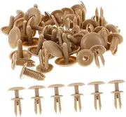 ABOOFAN 30pcs Beige Plastic Push Retainer Clips Car Bumper Rivets Fasteners Kit with Expansion Push Pin Design for Door Trim Panel Interior Ceiling Fixing
