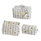 Sky Geometry Pattern Quilted Cotton Makeup Pouch Skincare Clutch Toiletries
