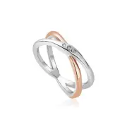 Welsh Clogau Sterling Silver & 9carat Rose Gold Ripples Ring UK-Q US-8