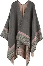 [Daysskk] Knitted Ponchos & Capes for Women Scarf Women's Warm Winter Blanket Open Front, Pattern