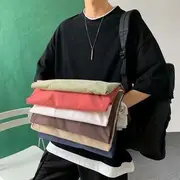 Mock Two-Piece Plain Short-Sleeve Top Green - L
