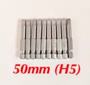 10pc 50mm Magnetic H5 Hex Head Screw Bit Impact Driver Drill Bugle Batten Screws