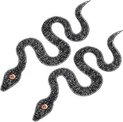 DOITOOL 2pcs Wear Resistant Snake Shaped Iron Patches Sparkly Rhinestone Appliques for Clothing Shoes Hats and Bags Easy Application Decorative Transfer Patches
