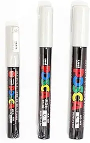 uni POSCA White = 3 Different Point Sizes per Pack: PC-1M(0.7 mm), 3M(0.9~1.3 mm), 5M(1.8~2.5 mm)