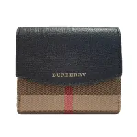 在飛比找momo購物網優惠-【BURBERRY 巴寶莉】經典LOGO格紋帆布拼牛皮6卡釦