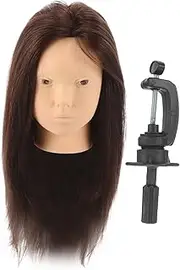 Beaupretty 1Set Human Hair Mannequin Head for Hair Styling Training Realistic Practice Model with Holder for Cosmetology Students and Professionals for Braiding and Updos