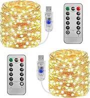 TheaPro 2 Pack 10M/33FT Fairy Lights USB Powered String Lights 100 LED Christmas Lights for Diwali Party Wedding Festival Bedroom Table Decoration
