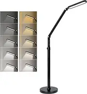 Floor Lamp, LED Floor Lamps for Living Room, Floor Standing Reading Lamp with Touch Control, 5 Colour Temperature Brightness, Adjustable Height, Foldable Tall Lamps for Bedroom Office