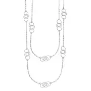 Sterling Silver Circle Charms Fancy Necklace, 36"