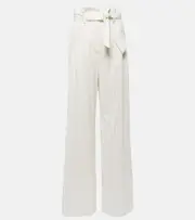 [Max Mara] Max Mara Xero pinstripe cotton and silk palazzo pants UK 14 white