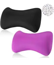 2 Pcs Microbead Neck Pillow 15" x 8" x 2" Soft Pillow (Purple And Black)