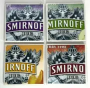 Smirnoff Ceramic Tile Coasters Barware Man Cave Handcrafted Hand Made Set of 4