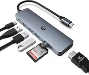 7 in 1 USB C HUB, Tymyp Laptop Multiport Adapter Hub with HDMI Output, 100W Power Delivery, 3 x USB 3.0 Ports, SD/TF Reader, Compatible for USB C Laptops Dell XPS/HP/Surface and More Type C Devices