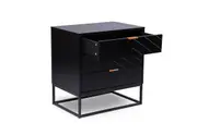 HARDING Black 3 Drawer Bedside