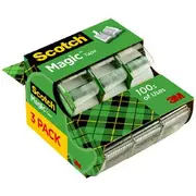 Scotch Magic Tape with Dispenser 19mm x 7m 3 Pack