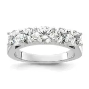 2.00ct. CZ Solid Real 14K White Gold 5-Stone Wedding Band Ring