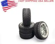4PC Tires Wheels Rim 12mm Hex for 1:10 RC On Road Drift Racing Car 1/10