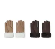 EVERAU® Fluffy Sheepskin Wool Adjustable Strap Buckle Gloves Shea - Chocolate / S