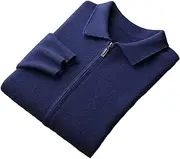 [Jegsnoe] Men Cardigan Merino Wool Knitted Zipper Jacket Thickened Long Sleeved Lapel Shirt Cardigan Sweater