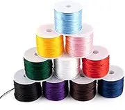 Framendino, 10 Rolls 1.5mm Nylon Cord Silk Cords Hand Knitting String for DIY Crafts Jewelry Making Bracelet Necklace Chinese Knot Beading Thread 10 Colors