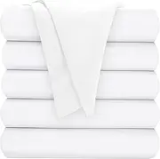 Oakias Twin Flat Sheets White – Pack of 6 Top Sheets for Bed – Soft Brushed Microfiber Fabric – Shrinkage & Fade Resistant – Ideal for Hotels and Hospitals – Machine Washable