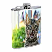 Cat Face Em1 8oz Stainless Steel Flask Drinking Whiskey Liquor