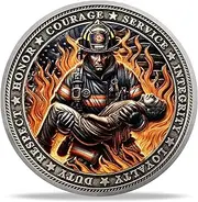 Firefighter Challenge Coin- Heartfelt Tribute to Firefighter Service, Courage, and Sacrifice – Thank You for Your Service-Inspirational Firefighter Gift Coin