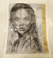 Lara Provost ''Raindance'' 2020 Charcoal and Gold Paint on Heavy Fabriano SIGNED