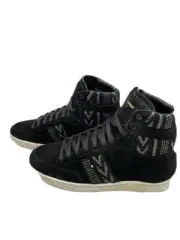 Saint Laurent Mens Black Suede Hi Top Sneakers Size 8.5