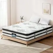 Giselle Bedding Super King Mattress, Bed Mattresses Innerspring Foam 34cm Thickness for Bedroom, Medium Firm with 5-Zone Pocket Spring System Euro Top 5Yrs Warranty White + Grey Vacuum Packed