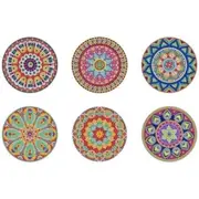 Becho 6 Pcs Mandala Diamond DIY Painting Coasters with Holder,Cup Mat Art Craft Supplies Mandala Painting Diamond Coasters Kits for Beginners, Adults & Kids.(Mandala 1)