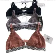 FRENCH AFFAIR Lace Stripe Band Bralette SET OF THREE Size M