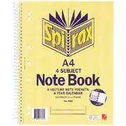 Spirax A4 4 Subject Notebook 320 Page