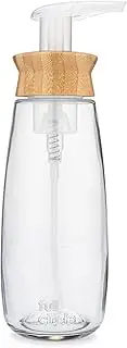 Full Circle 16 oz. Foaming Soap Dispenser, Transparent, Glass Bamboo Plastic Silicone, Refillable, Wide Mouth, Automatic Pump