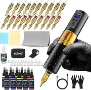 Trousse de pistolet à tatouage - Machine à stylo à tatouage sans fil, longueur de course de 2,7 à 4,5 mm, machines à tatouer rotatives avec alimentation de tatouage 1300 mAh, fournitures de kit de