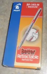 Pilot 12 Pack of Better Retractable Ball Point Pen BP-145-M in Red