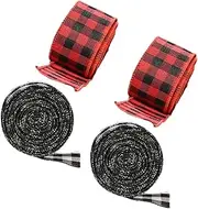 ERINGOGO 4pcs Plaid Ribbon for Crafts: Decorative Black White Ribbon for Holiday Decor Present Wrapping Wreaths