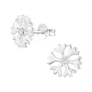 Silver Snowflake Stud Earrings