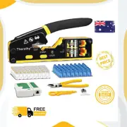 RJ45 Crimp Tool Pass through Ethernet Crimper Cat5E Cat6 Modular Plugs, All-In-O