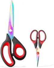 Craft Scissors Sharp Blades Fabric Scissors Rubber Soft Grip Handle 2Pcs Black
