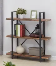 IHOMDEC 3-Tier Industrial Style Bookcase and Bookshelves Retro Brown