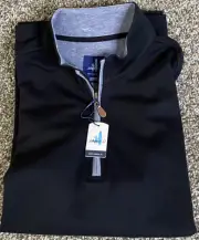 Johnnie O Sully Mens Med 1/4 Zip Mock Collar Black Corp Logo NWT 128.00