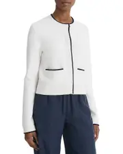 Vince Contrast Tipped Snap Front Cardigan