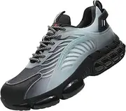 [SDEQA] Safety Shoes for Mens Steel Toe Cap Trainers Non Slip Lightweight Work Shoes Lace-Up Industrial Work Sneakers