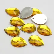 100 Gold Flatback Acrylic Sewing Rhinestone TearDrop Sew on Gem beads 13X18mm