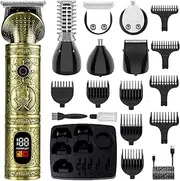 Hair Trimmer Professional Beard Trimmer Men's Hair Trimmer Electric Beard Trimmer Wireless Long Hair Trimmer Hair Cutting Set for Hair/Beard - with Intelligent LED - Display 6 in 1